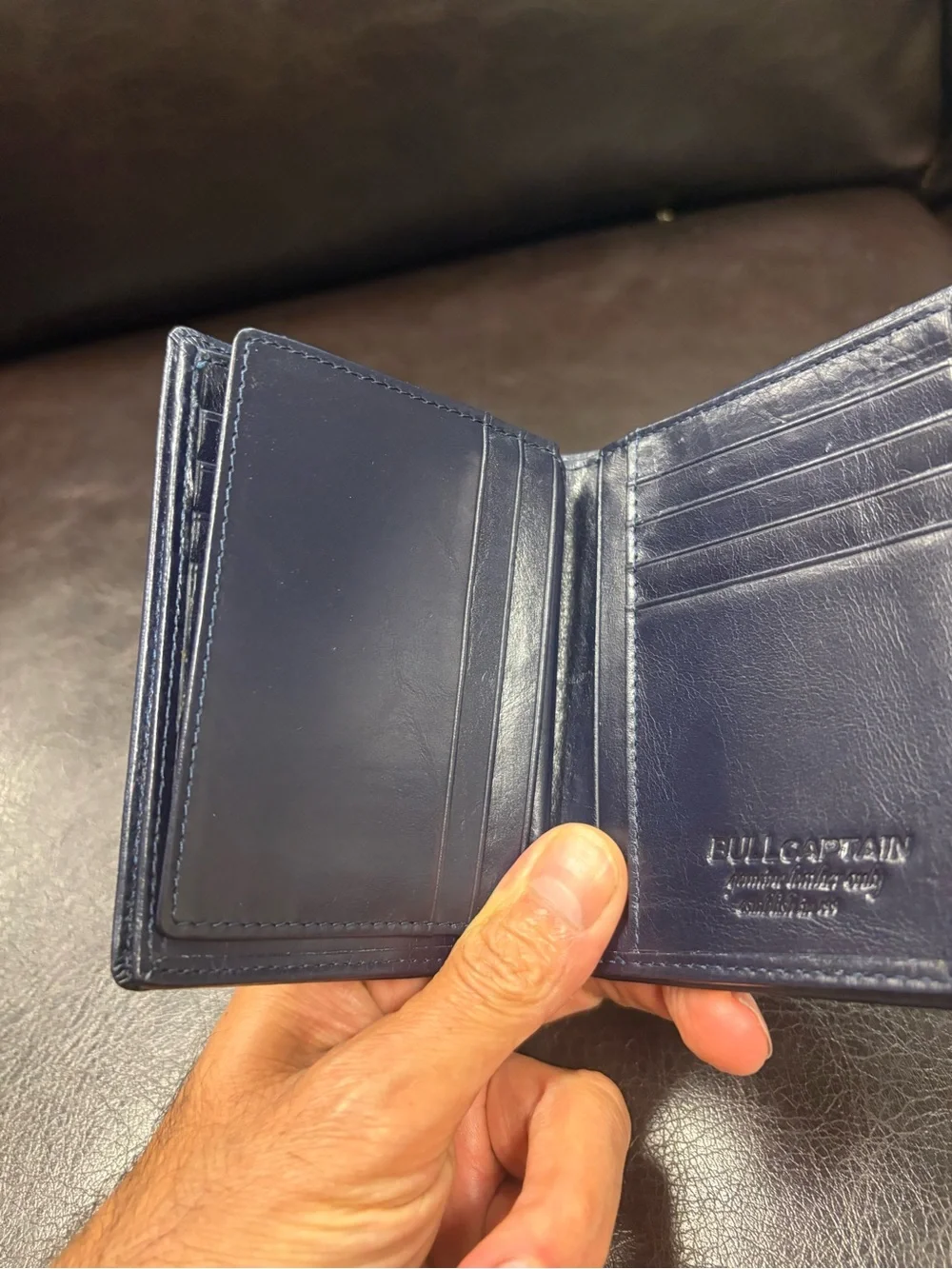 Bullcaptain blue leather Mens wallet EUC